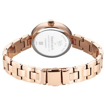Fastrack Vyb Diva Quartz Analog Mother of Pearl Dial Rose Gold Metal Strap Watch For Girls