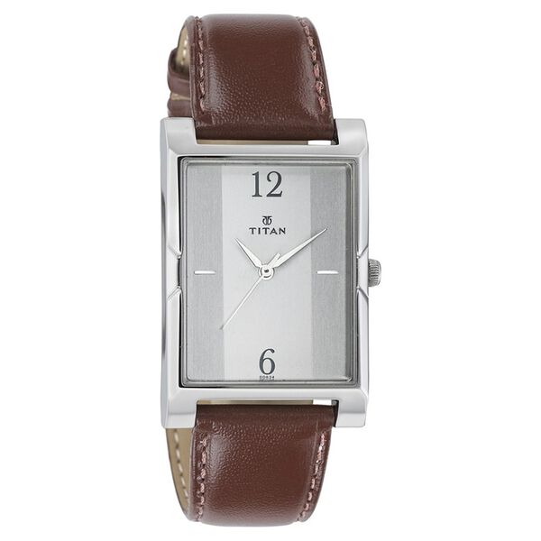 Titan Quartz Analog Silver Dial Leather Strap Watch for Men - image number 0