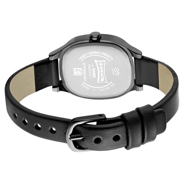 Sonata Linnea Black Dial Women Watch With Leather Strap - image number 3