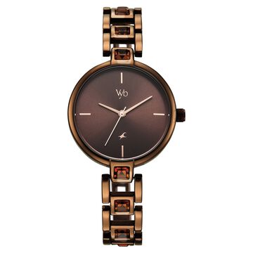 Vyb Manifester By Fastrack Quartz Analog Brown Dial Brown Metal Strap Watch For Girls