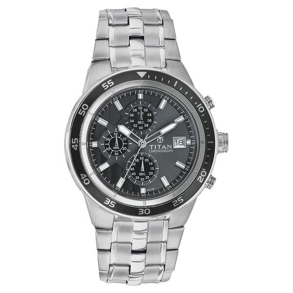 Titan Quartz Chronograph Grey Dial Stainless Steel Strap Watch for Men - image number 0