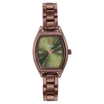 Poze By Sonata Quartz Analog Green Dial Brown Metal Strap Watch For Women
