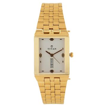 Titan Quartz Analog White Dial Stainless Steel Strap Watch for Men
