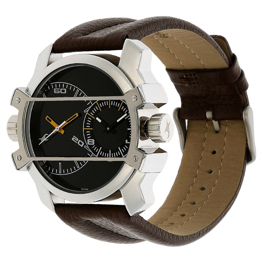 Buy Online Fastrack Quartz Analog Black Dial Leather Strap Watch for Guys ns3098sl02 Titan