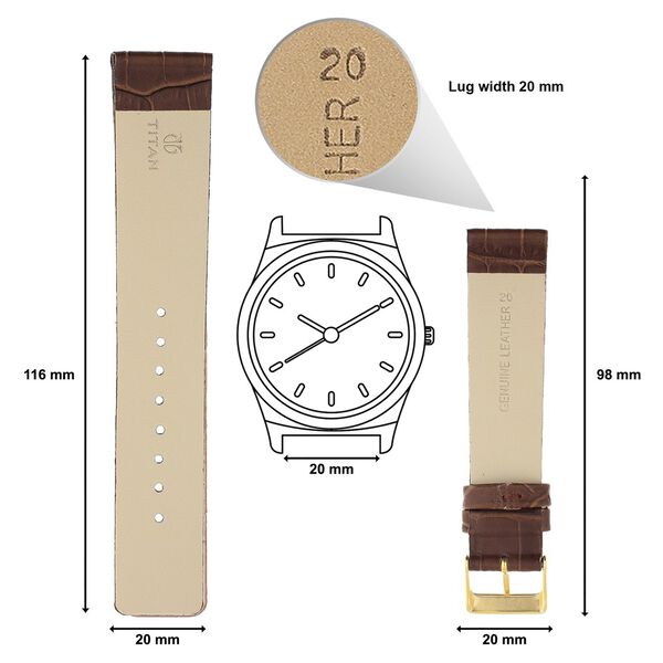 20 mm Brown Genuine Leather Straps for Men - image number 1