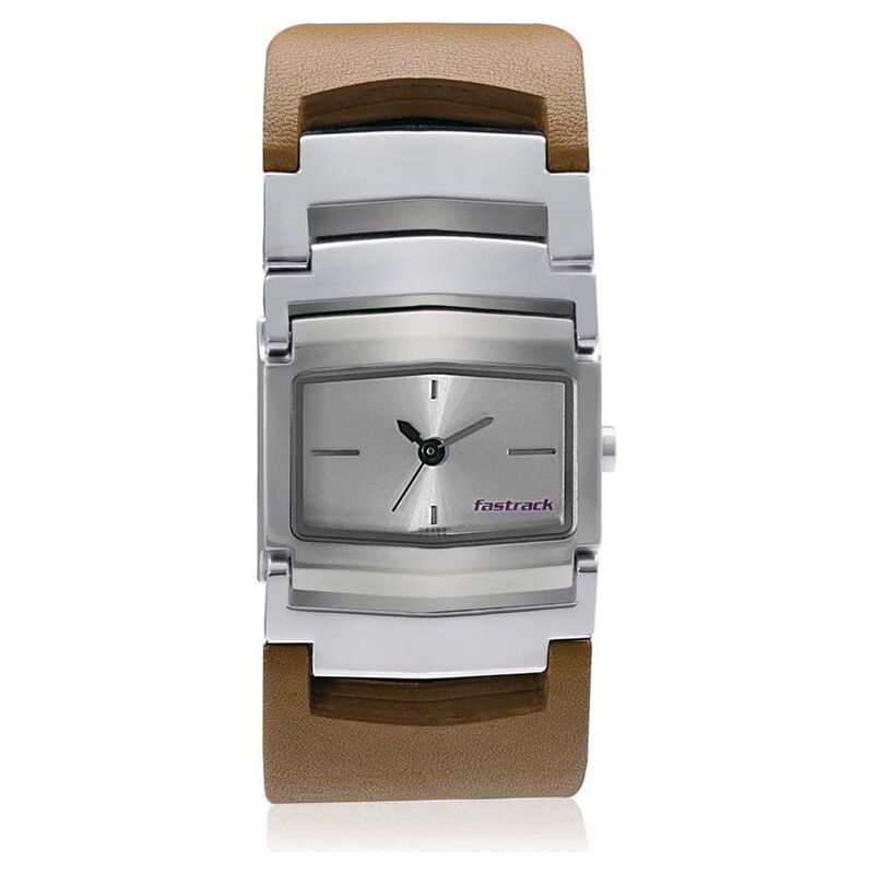 Fastrack Quartz Analog Silver Dial Leather Strap Watch for Girls - image number 0