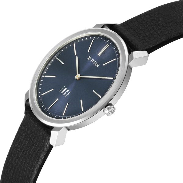 Edge Meister Quartz Analog Blue Dial Black Leather Strap Watch For Men - image number 9