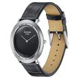 Sonata Sleek Black Dial Silver-Tone Leather Strap Watch - image number 2