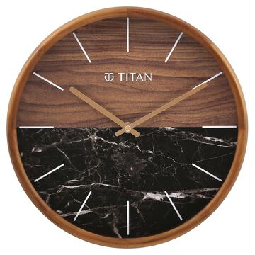 Titan Wooden Clock with Wood & Stone Textures 30 x 30 cm (Medium Size)