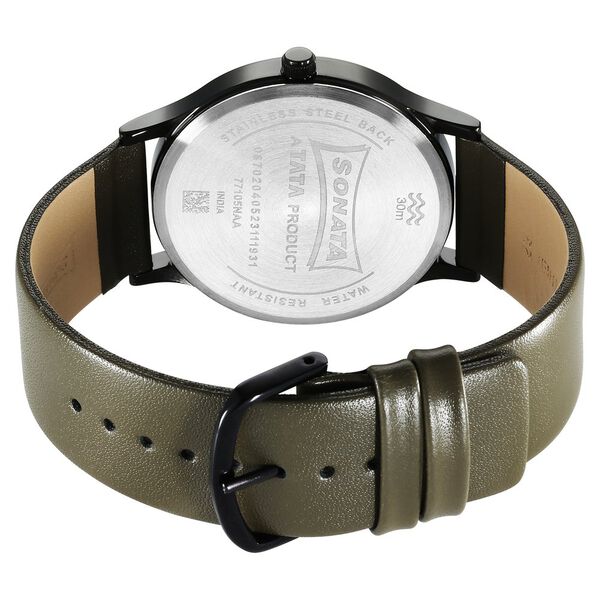 Sonata Aspire Quartz Analog Green Dial Leather Strap Watch for Men - image number 3
