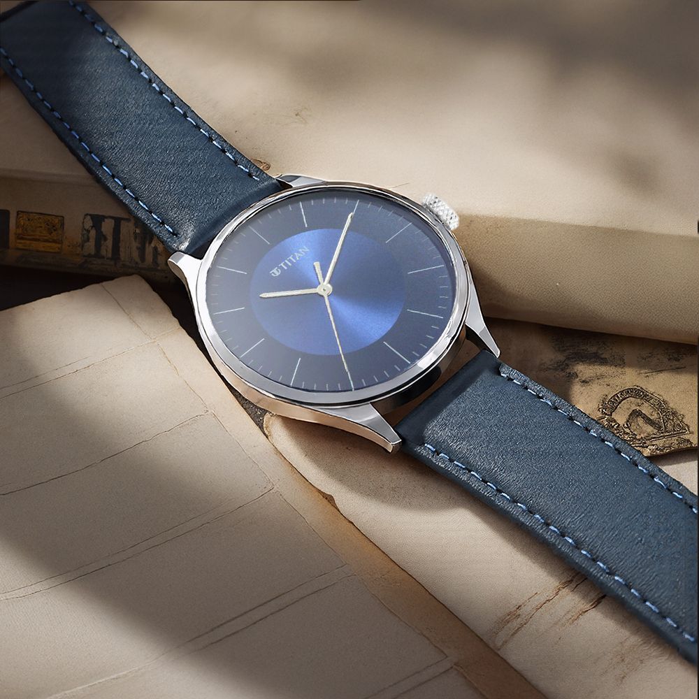 Buy Online Titan Men's Urban Edge Lustrous Blue Dial Leather Watch