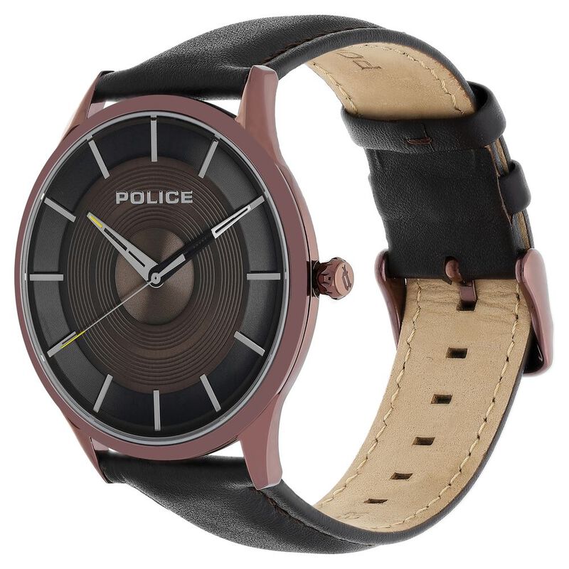 Police Quartz Analog Brown Dial Leather Strap Watch for Men - image number 2