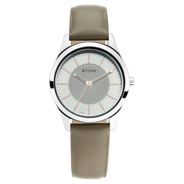 Titan Quartz Analog White Dial Leather Strap Watch for Women - image number 1