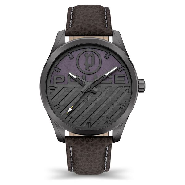 Police Orologio Uomo PEWJA2121402 - Al Quarzo, Cassa Acciaio 42mm, Quadrante Grigio, Cinturino Pelle Marrone