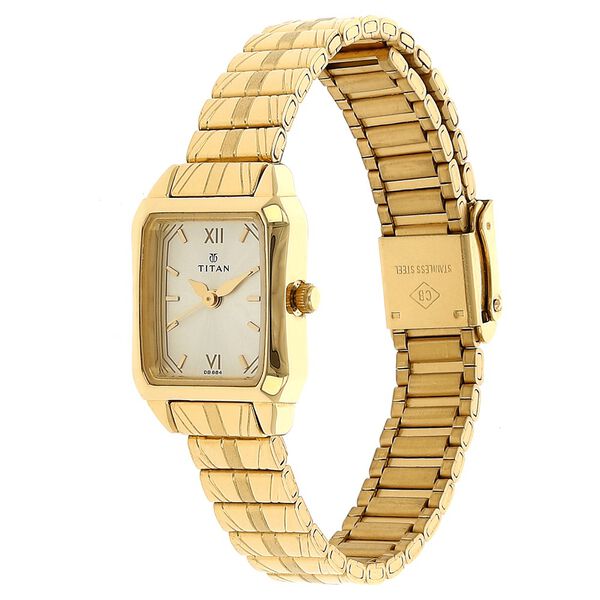 Titan Quartz Analog Champagne Dial Stainless Steel Strap Watch for Women - image number 1