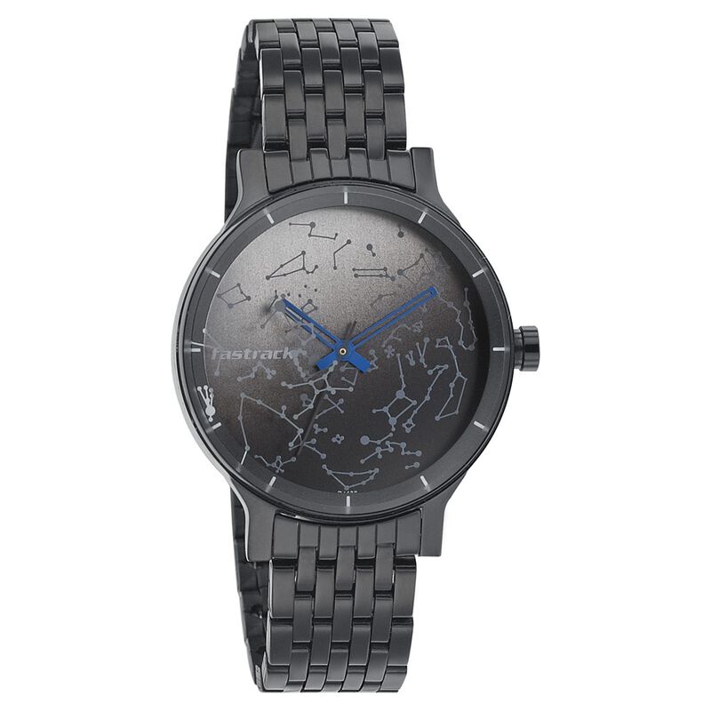 Fastrack Space Rover Quartz Analog Black Dial Stainless Steel Strap Watch for Girls