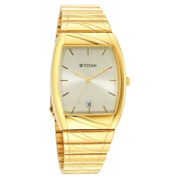 Titan Karishma Quartz Analog with Date Champagne Dial Stainless Steel Strap Watch for Men