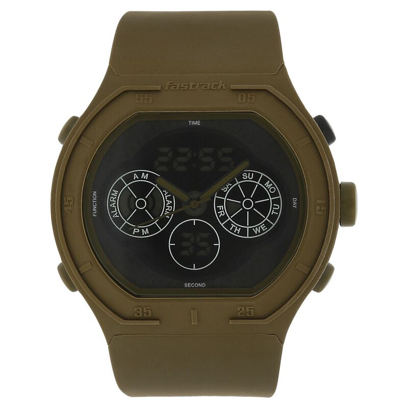 Fastrack Quartz Analog Digital Black Dial Plastic Strap Watch for Guys
