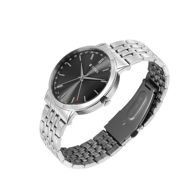 Titan Elegance Analog with Date by Hand and Dark Grey Dial Stainless Steel Strap Watch for Men - image number 3