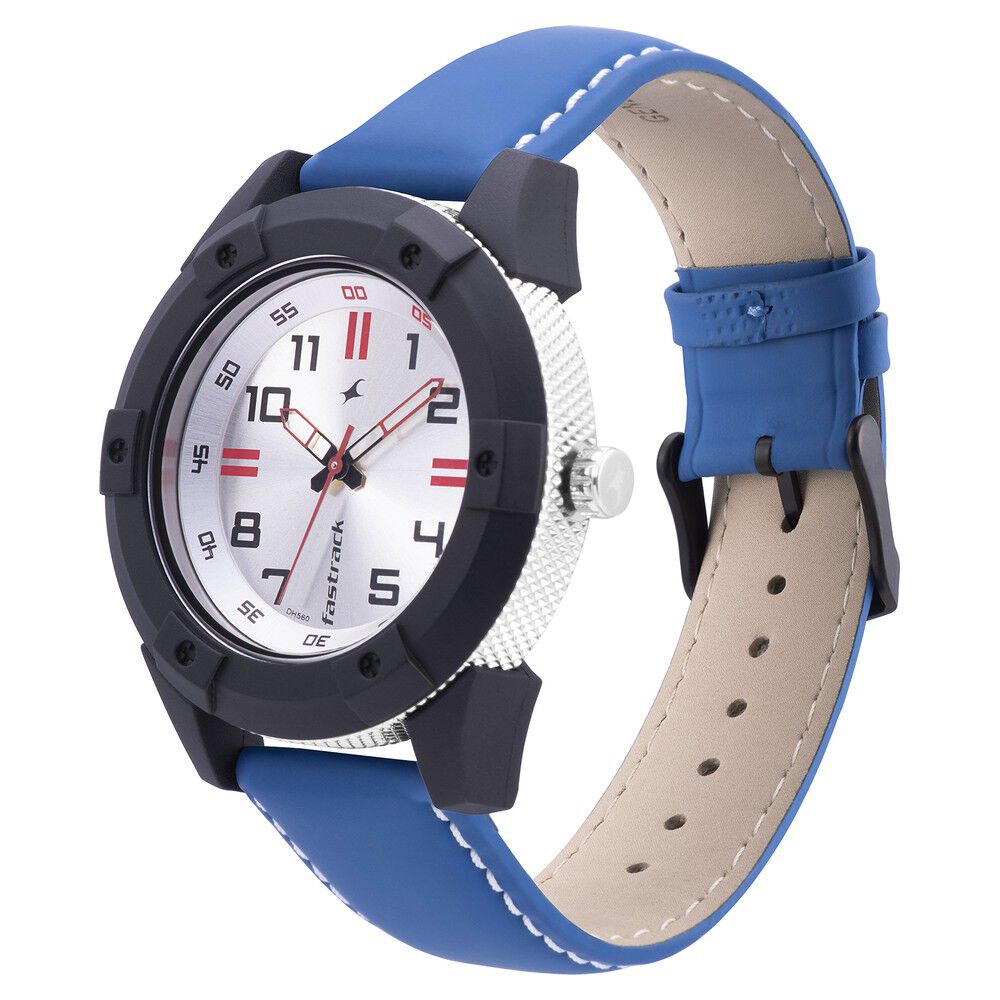 Buy Online Fastrack Modular Quartz Analog Silver Dial Leather Strap Watch for Guys 3182kl28 Titan