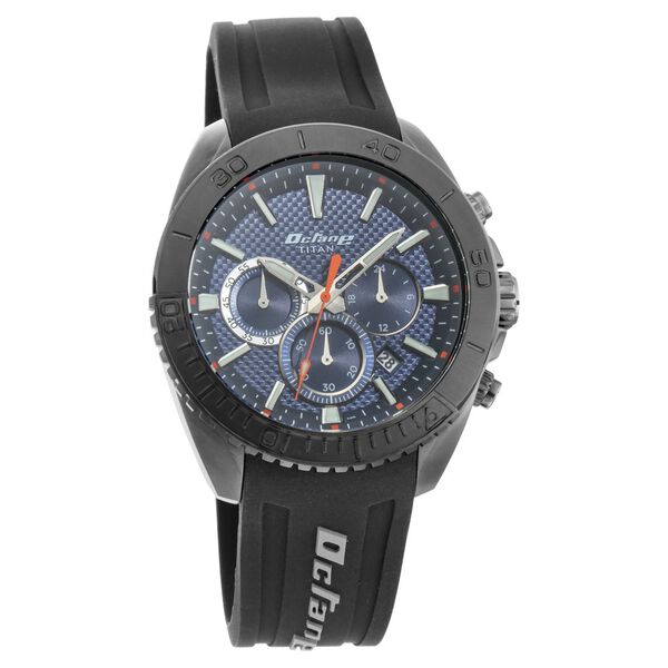 Titan Chronograph Blue Dial Silicone Strap watch for Men - image number 0