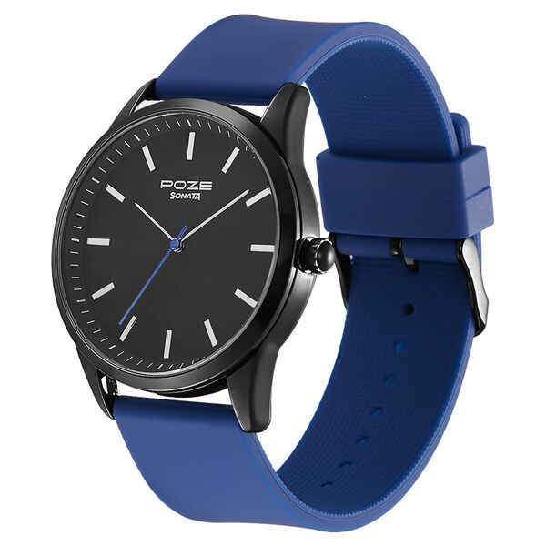 Poze by Sonata Quartz Analog Black Dial Silicone Strap Watch for Men - image number 2