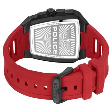 Police Men's Tough Gear KL Rahul Edition Multifunction Watch with Red Silicone Strap