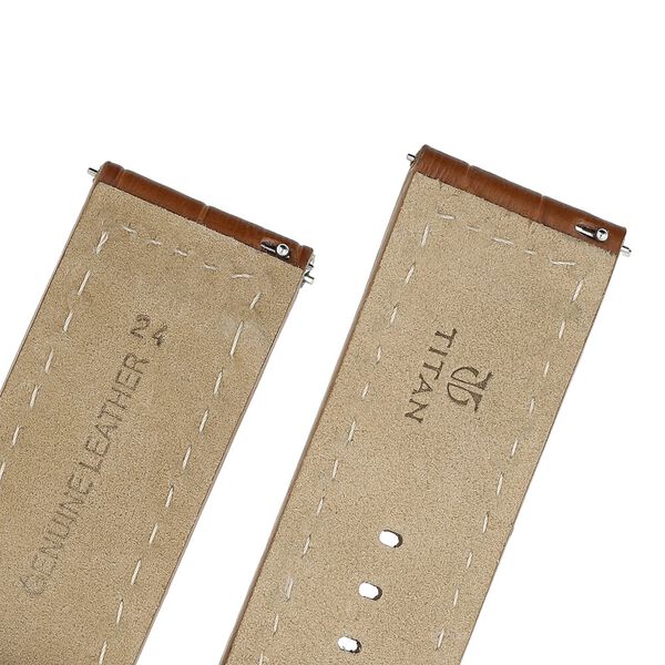 24 mm Tan Genuine Leather Strap for Men - image number 4
