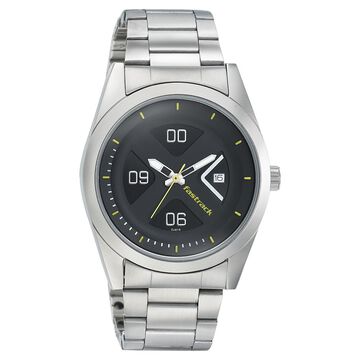 Fastrack Go Skate Quartz Analog with Date Black Dial Stainless Steel Strap Watch for Guys