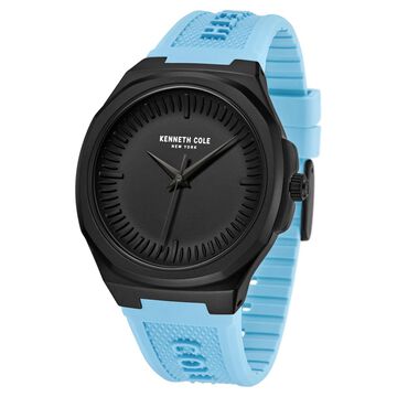 Kenneth Cole Quartz Analog Black Dial Blue Silicone Strap Watch For Men