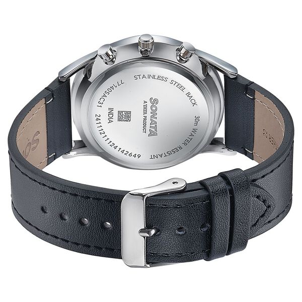 Sonata Wedding Edit Quartz Multifunction Silver Dial Leather Strap Watch For Men - image number 5