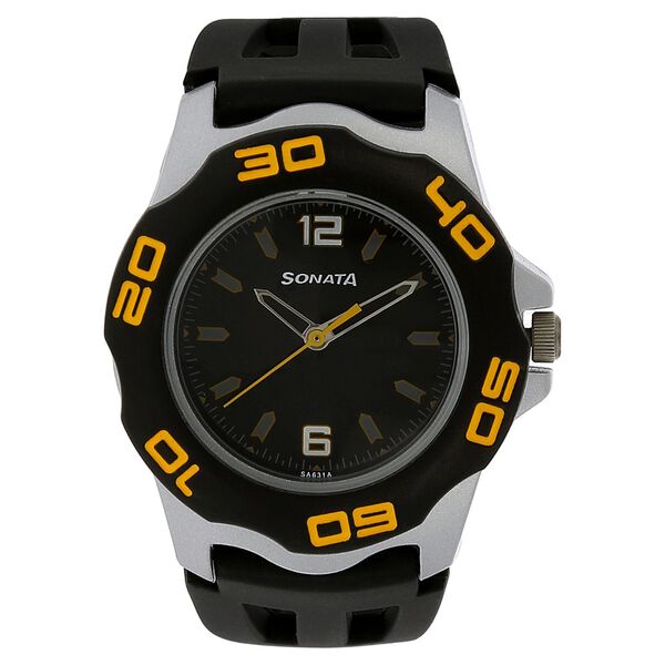 SF Quartz Analog Black Dial Plastic Strap Watch for Men - image number 0