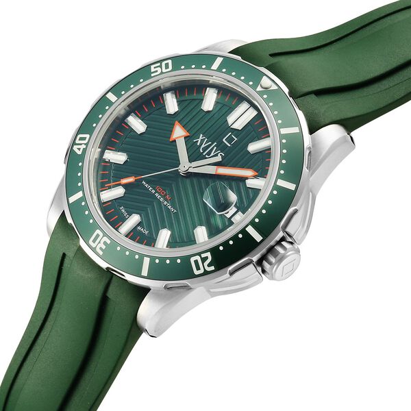 Xylys DiveX Quartz Analog Green Dial with Green Silicone Strap Watch for Men - image number 3