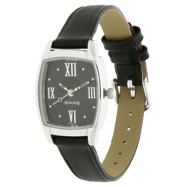 Sonata Quartz Analog Black Dial Leather Strap Watch for Women - image number 1