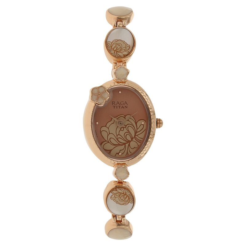 Titan Raga Aurora Pink Dial Analog Metal Strap watch for Women