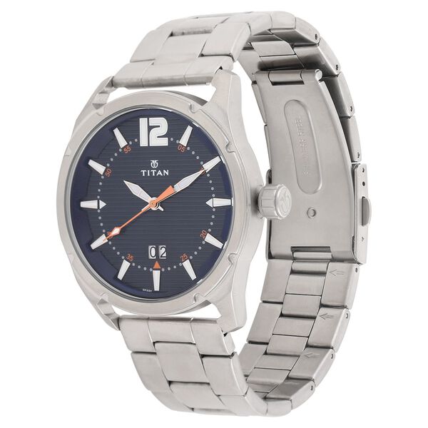Titan Round Blue Dial Analog with Date Stainless Steel Strap watch for Men - image number 1