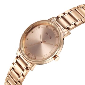 Sonata Utsav Quartz Analog Champagne Dial Stainless Steel Strap Watch for Men