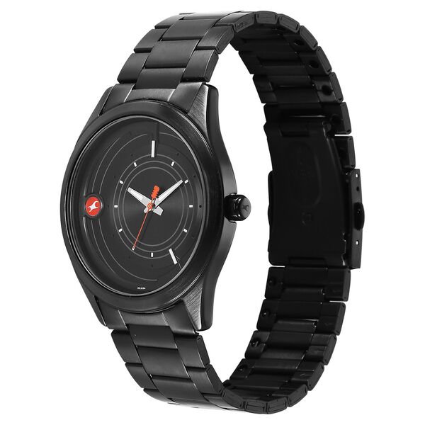 Fastrack Groove Quartz Analog Black Dial Black Stainless Steel Strap Watch For Guys - image number 2