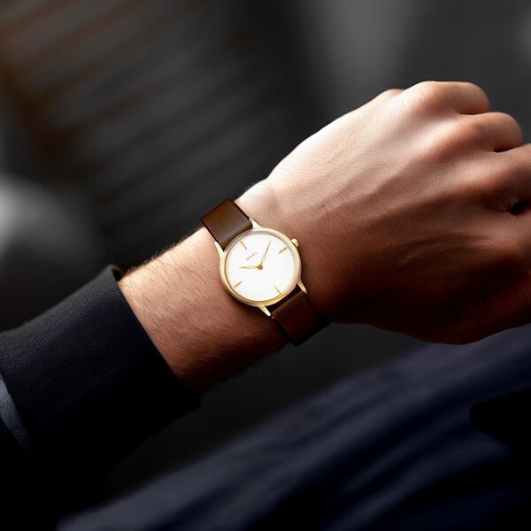 Titan Nebula Deccan Treasures 18k Gold Analog Leather Strap Watch for Men - image number 3