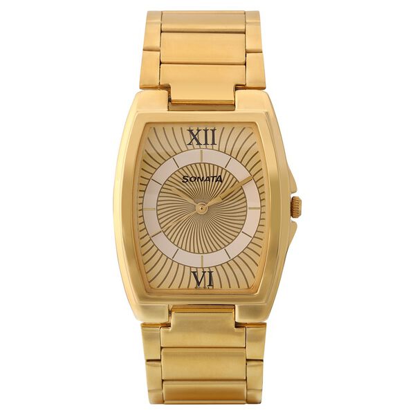 Sonata Quartz Analog Champagne Dial Metal Strap Watch for Men - image number 1