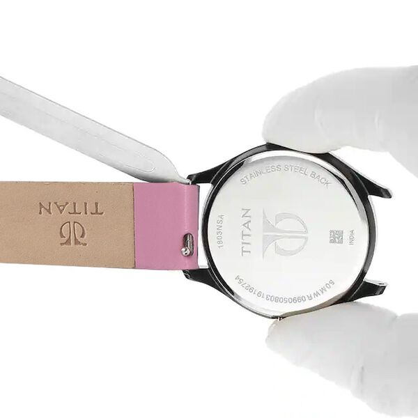 16 mm Pink Genuine Leather Strap for Women - image number 5