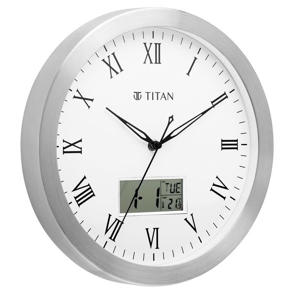 Titan Metallic Anadigi Wall Clock White Dial Color Silent Sweep Technology - 30 cm X 30 cm (Medium) - image number 2