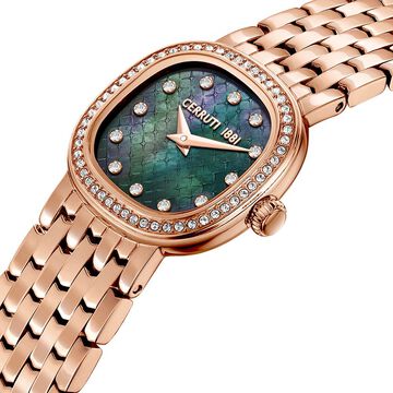 Cerruti 1881 Quartz Analog Black Dial Rose Gold Stainless Steel Strap Watch For Women