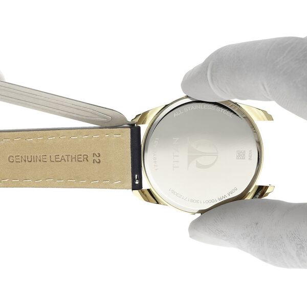 22 mm Blue Genuine Leather Strap for Men - image number 5
