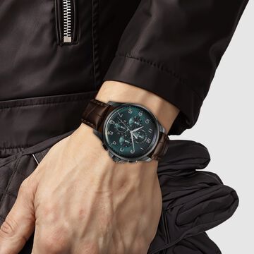 Titan Classic Chrono Blue Dial Quartz Multifunction Leather Strap watch for Men