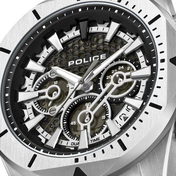 Police Multifunction Green Dial Leather Strap Watch For Men