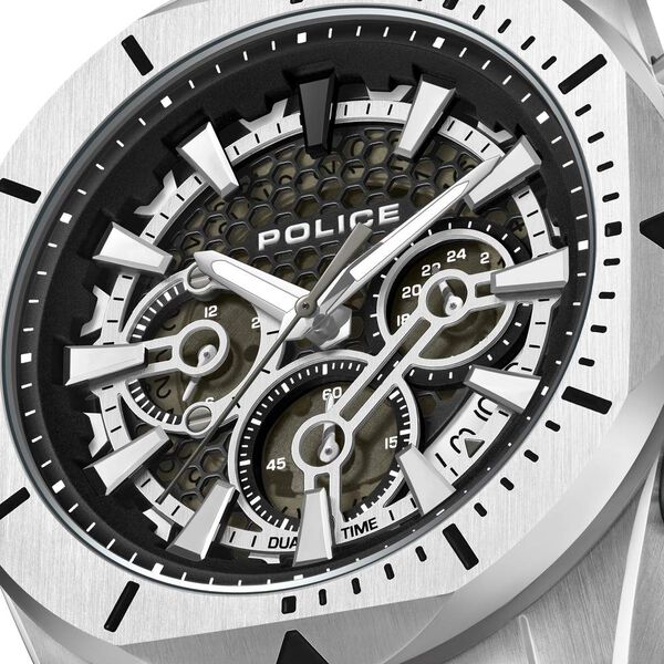 Police Multifunction Green Dial Leather Strap Watch For Men - image number 3