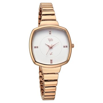 Fastrack Vyb Muse Quartz Analog White Dial Metal Strap Watch For Girls