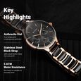 Titan Ceramic Fusion Quartz Multifunction Black Dial Rose Gold Dual-Toned Stainless Steel Bracelet Watch for Men - image number 2