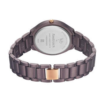 Fastrack Vyb Slayer Quartz Analog Maroon Dial Metal Strap Watch for Girls